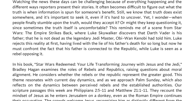 PASTOR JERI'S WEEKLY LETTER, MARCH 25, 2026 image