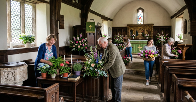Decorating the church for Easter