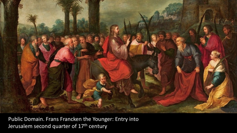 See your king comes, humble and riding on a donkey