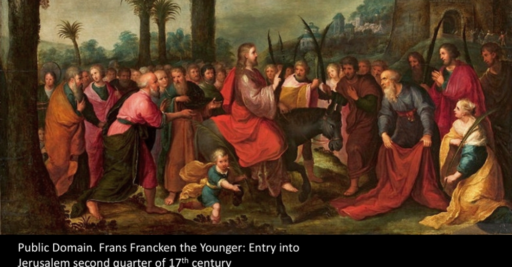 See your king comes, humble and riding on a donkey