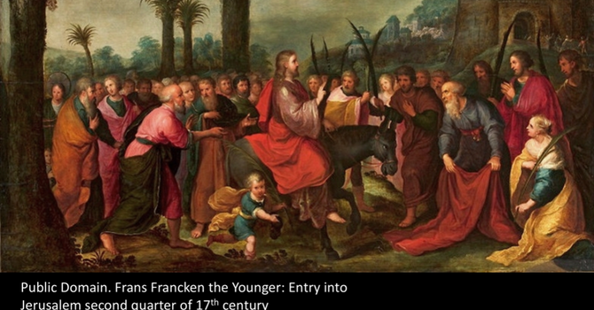 See your king comes, humble and riding on a donkey