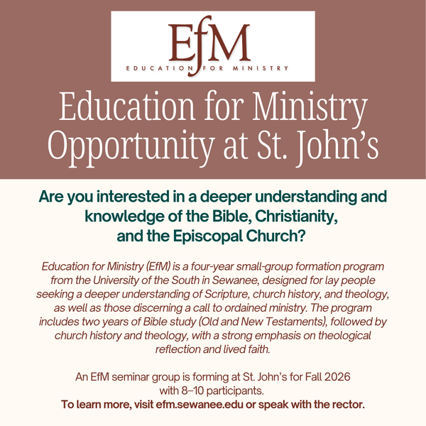 Education for Ministry Opportunity at St. John's