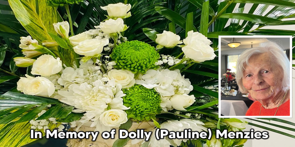 Dolly (Pauline) Menzies (Jones) died March 18, 2026 at the age of 100.