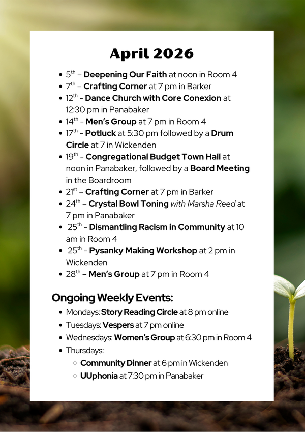 Upcoming Calgary Unitarian Events 