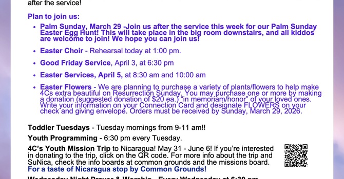 Weekly Bulletin 03/29/26 image