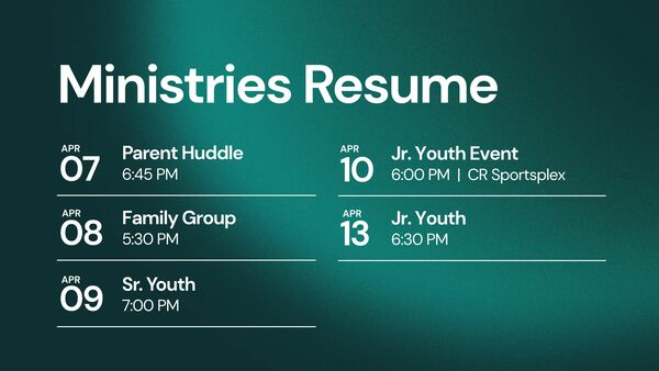 Ministries Return This Week