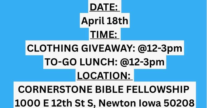 Clothing Give away and to-go Meal 