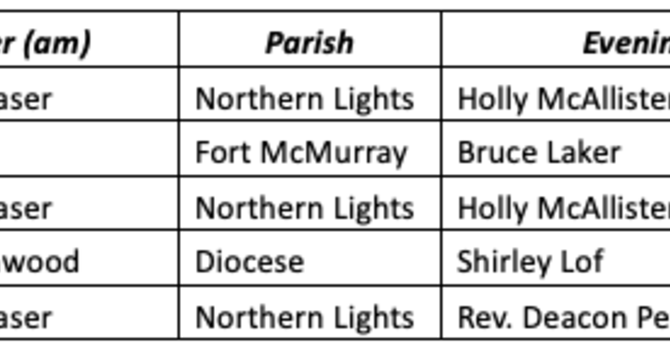 Diocesan Facebook Prayer Schedule