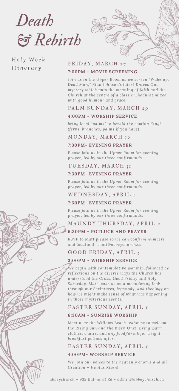 Holy Week Itinerary