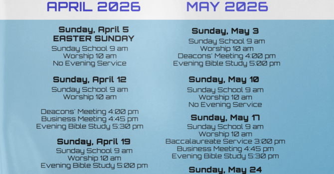 Schedule of Activities for April / May 2026