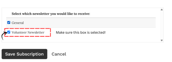 Interested in Volunteering? Sign Up for Our Volunteer Newsletter!
