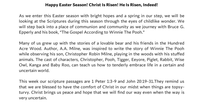 PASTOR JERI'S WEEKLY LETTER, APRIL 7 image