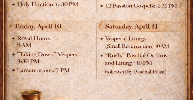 Holy Week Schedule Wednesday - Saturday image