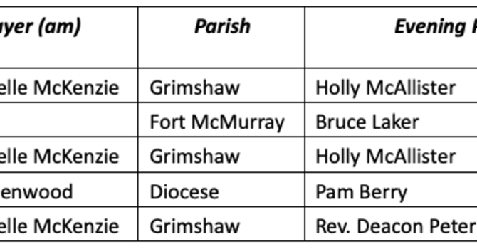 Diocesan Facebook Prayer Schedule