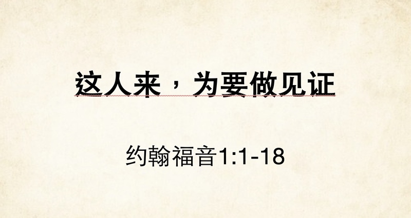 这人来，为要作见证