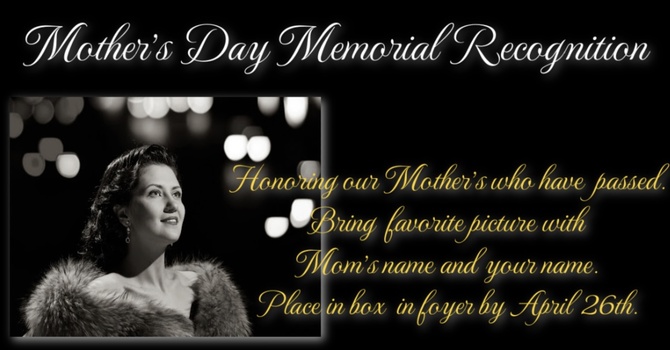 Mother's Day Memorial Recognition 