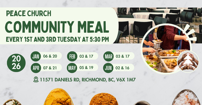Spring and Summer Schedule for Community Meal at Peace Church image