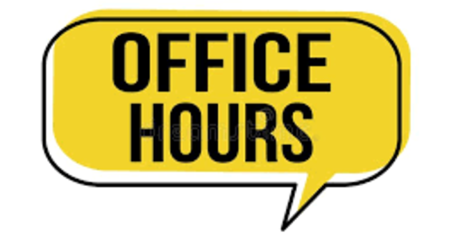 Update to office hours - May 11-15