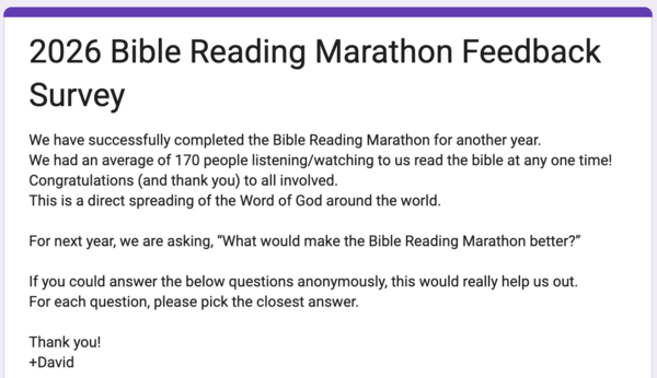 Bible Reading Marathon Survey