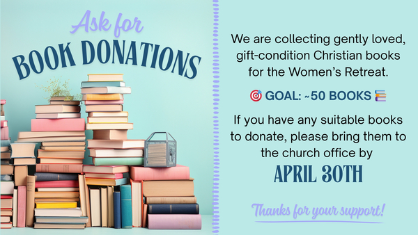 Book Donations for Women's Retreat