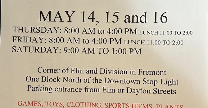 ANNUAL YARD SALE - FRIDAY