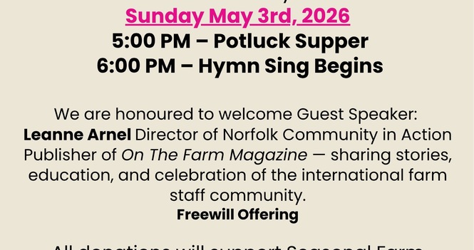 Grand River Collaboration: Potluck and Hymn Sing
