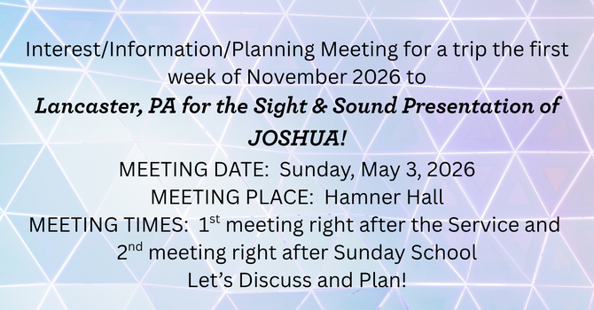 Sight & Sound "Joshua" Interest Meetings