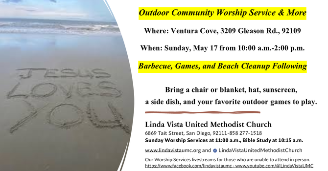 SAVE THE DATE: ANNUAL COMMUNITY BEACH WORSHIP SERVICE, MAY 17 FROM 10AM-2PM image