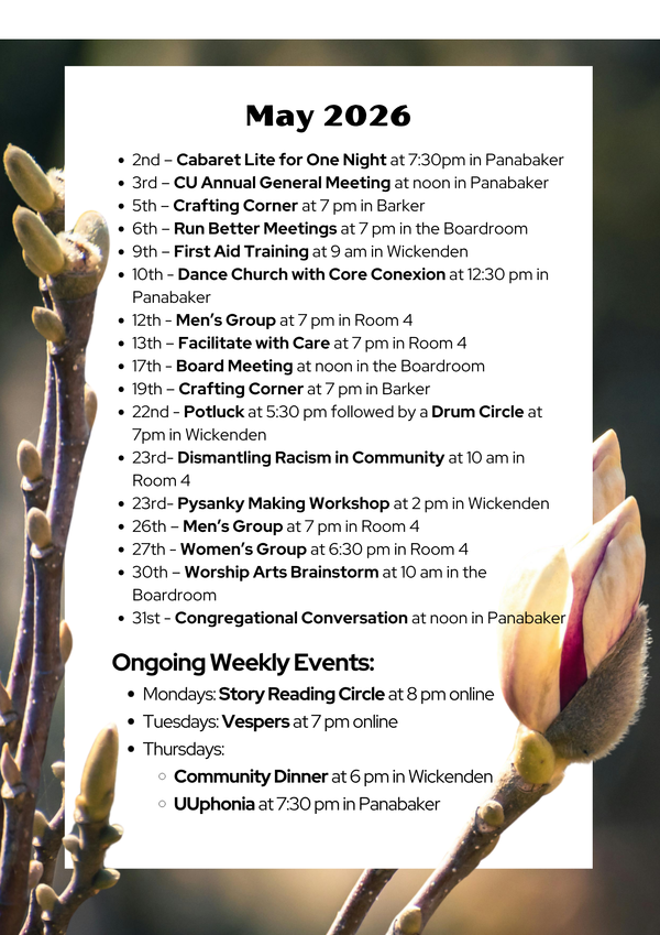 Upcoming Calgary Unitarian Events 