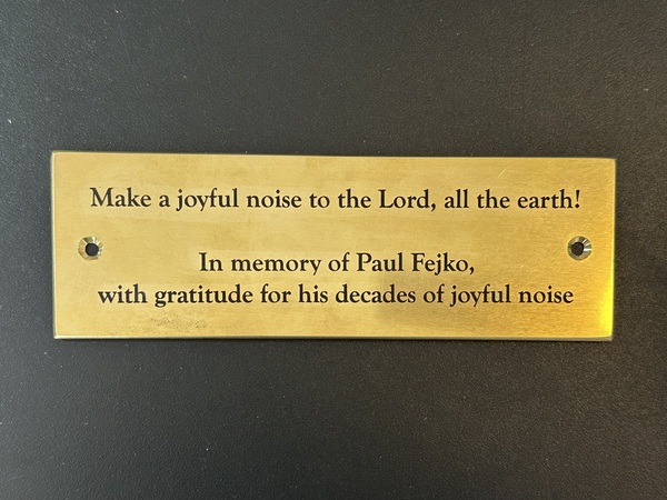 Installation of Fejko Memorial Plaque