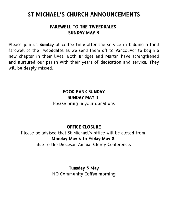 St Mike's Announcements