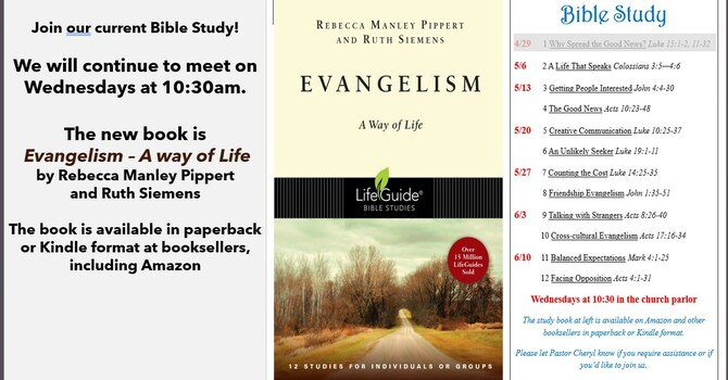 Bible Study, Wednesdays at 10:30 am