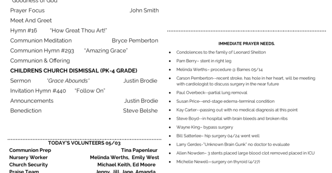 Sunday Bulletin image