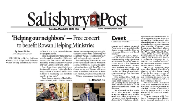 Salisbury Post Article Highlights Bethel's Concert,