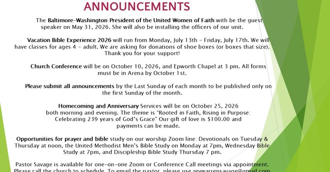 Weekly Announcements image