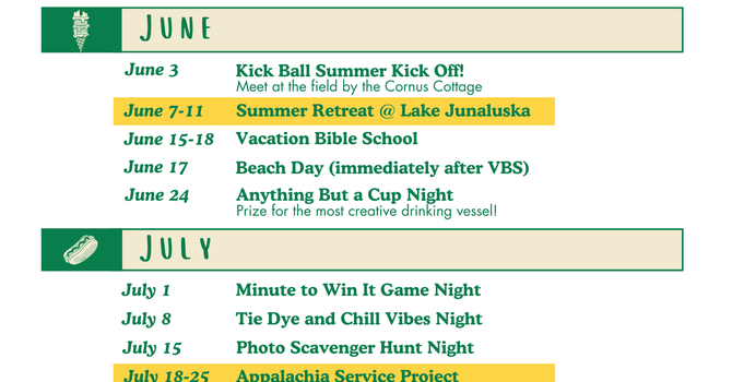 Student Ministries Summer Events
