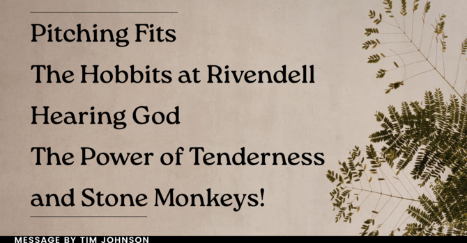 Pitching Fits, The Hobbits at Rivendell, Hearing God, The Power of Tenderness, and Stone Monkeys!!