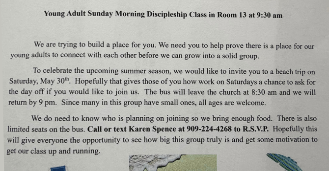 Young Adult Sunday School Beach trip