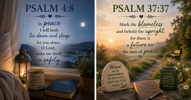 Psalm 4:8 & Psalm 37:37 image