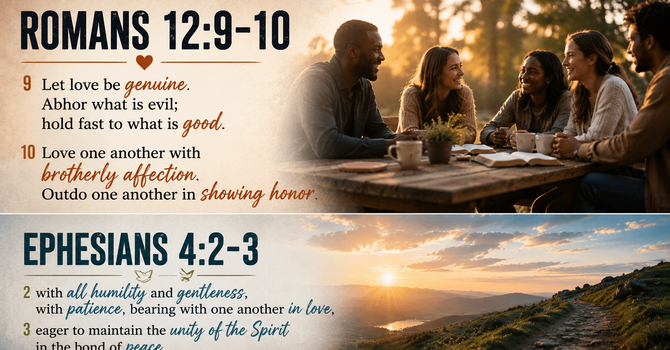 Romans 12:9–10  & Ephesians 4:2–3  image
