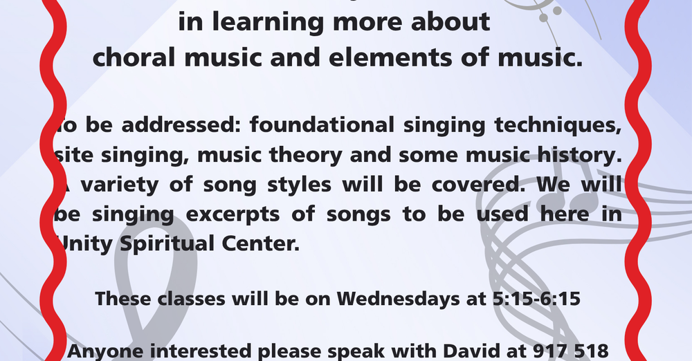 WEDNESDAY SING CLASS