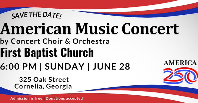 American Music Concert, 6:00 PM, Sunday, June 28