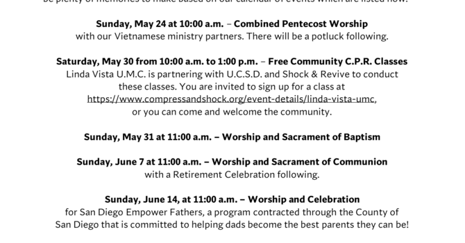 PASTOR JERI'S WEEKLY LETTER, MAY 20, 2026 image