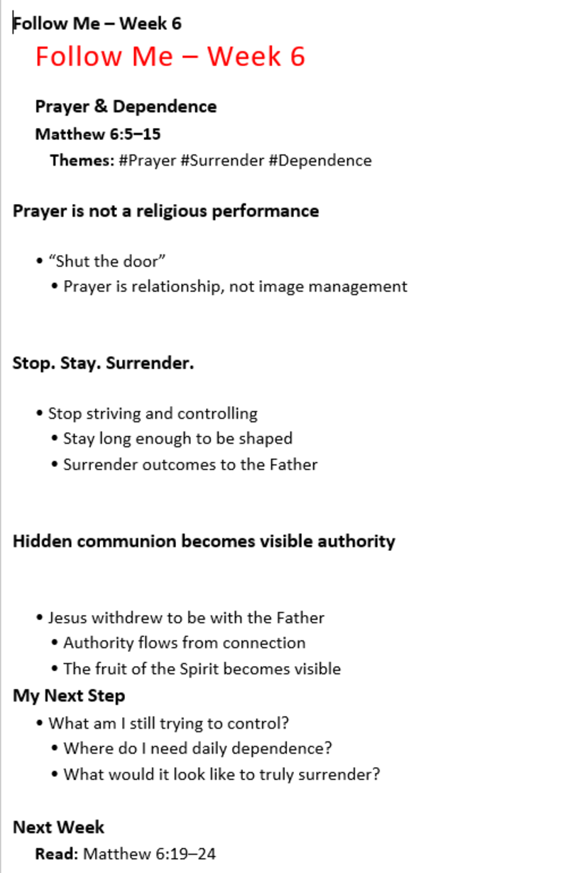 Prayer & Dependence