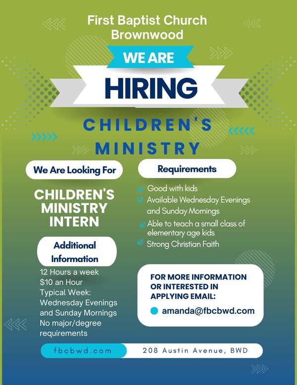 Hiring for Children Ministry Interns