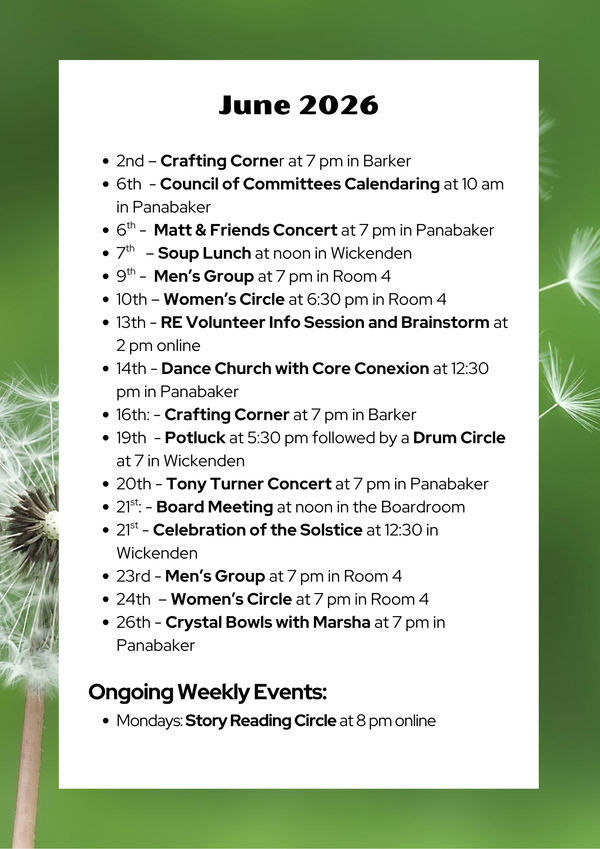 Upcoming Calgary Unitarian Events 