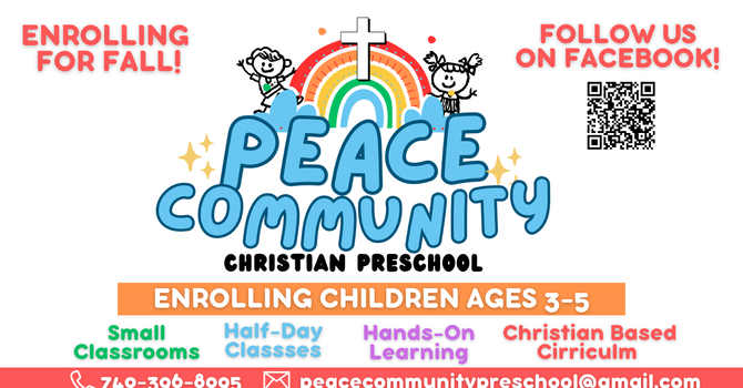 Peace Christian Preschool Approved to open Fall '26!! image