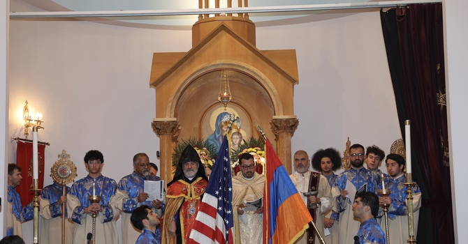 Archbishop Anoushavan Presides Over Blessing of the Flag image