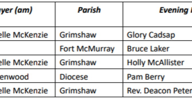 Diocesan Facebook Prayer Schedule image
