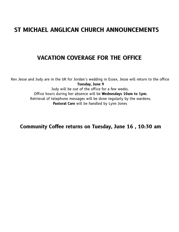 St Michaels Announcements